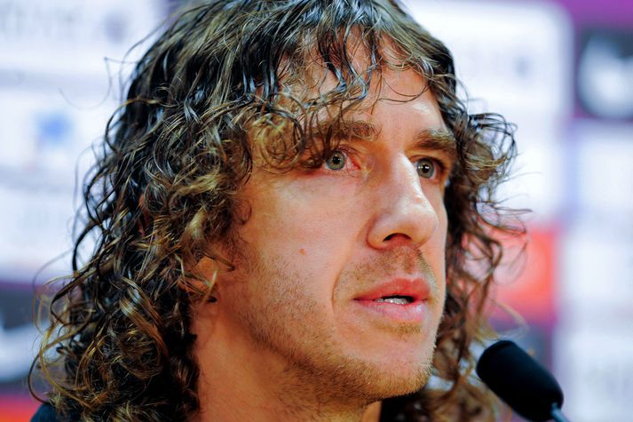 Puyol á blaðamannafundinum í dag.