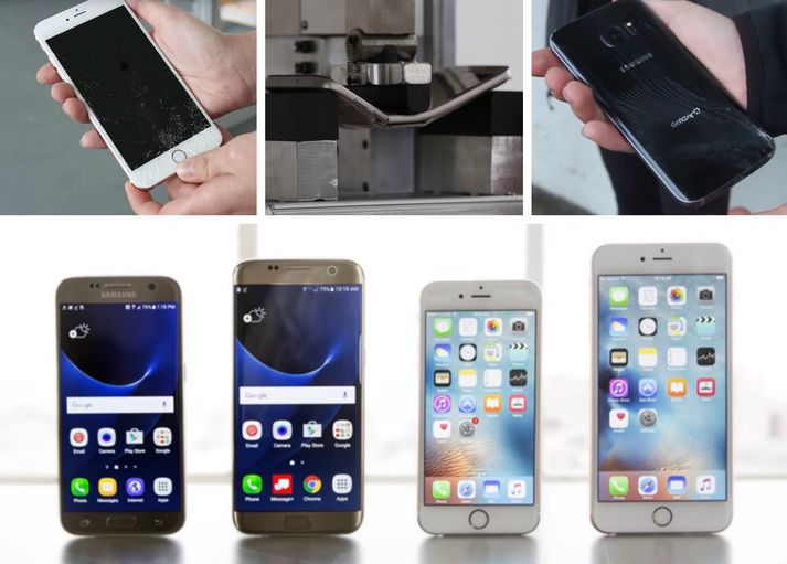 Samsung Galaxy S7 og S7 edge bornir saman við iPhone 6s og 6s Plus.