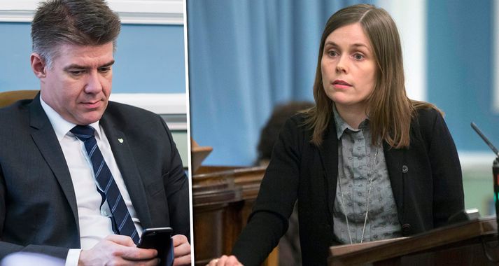 Gunnar Bragi Sveinsson, utanríkisráðherra, og Katrín Jakobsdóttir, formaður Vinstri grænna.