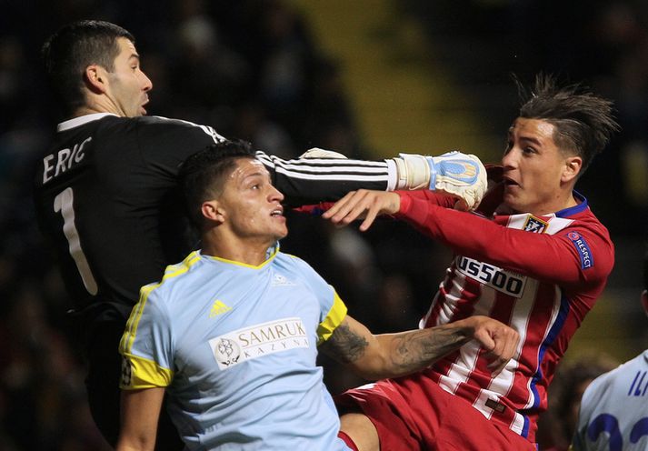 Frá leik Astana og Atlético Madrid í dag.