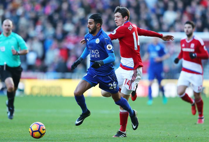 Riyad Mahrez í leiknum í dag.