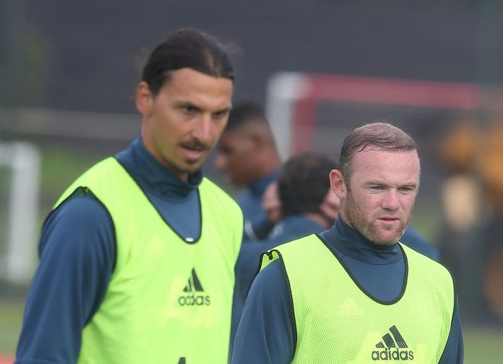 Zlatan og Rooney á æfingu.