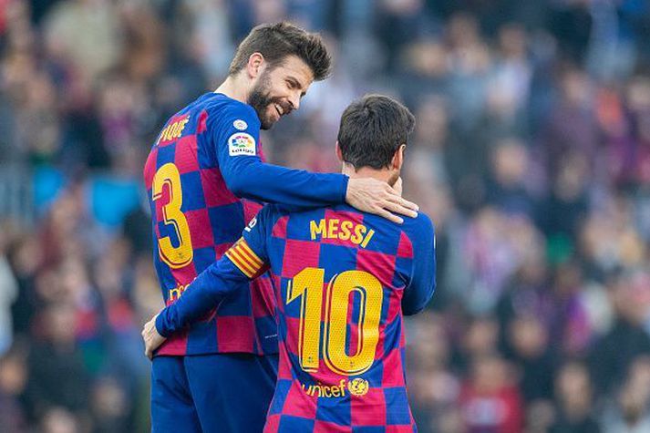 Pique og Messi í stuði.