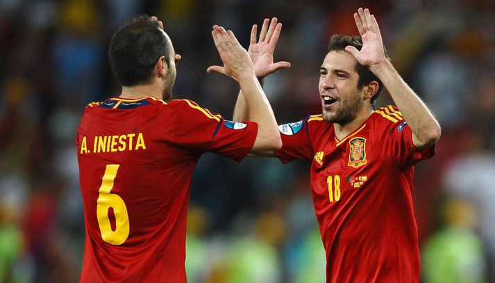 Jordi Alba og Andrés Iniesta.