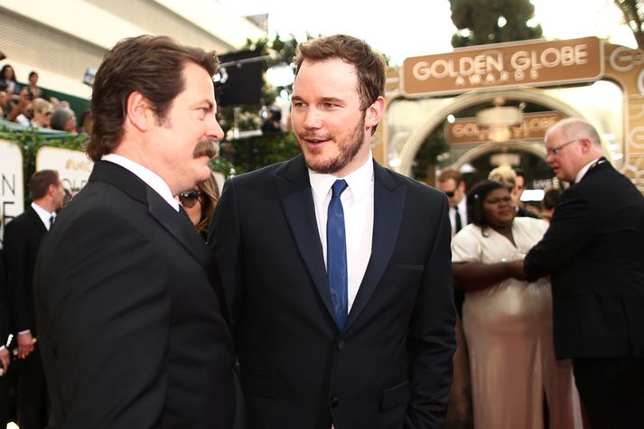 Nick Offerman og Chris Pratt á góðri stund.