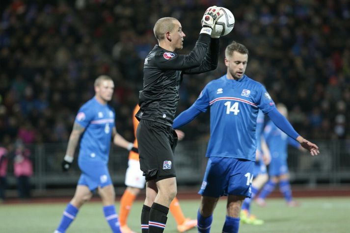 Hannes Þór Halldórsson í leiknum við Holland.