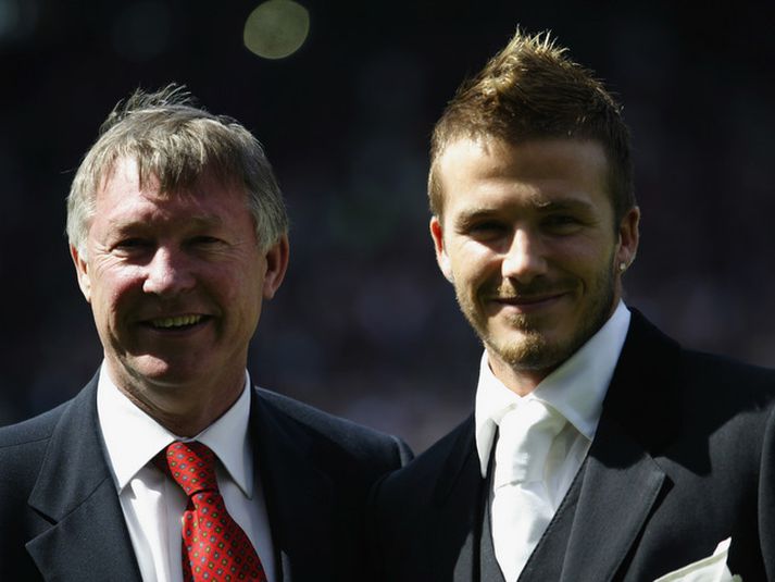 David Beckham og Alex Ferguson.