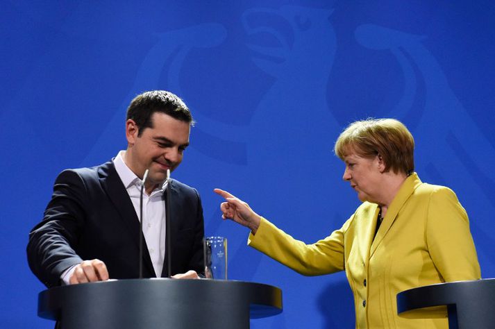 Alexis Tsipras, forsætisráðherra Grikklands, og Angela Merkel, kanslari Þýskalands, funduðu í Berlín í gær.