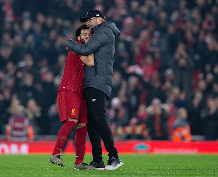 Klopp og Salah á góðri stundu.