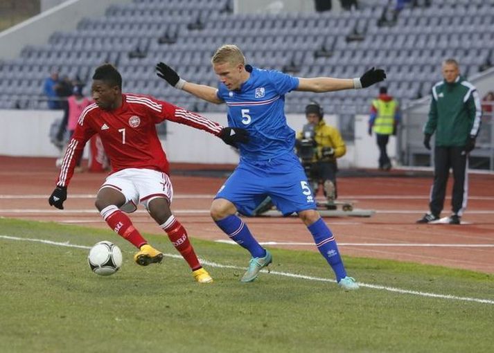 Hjörtur í leik með u21-árs landsliði Íslands.