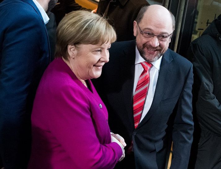 Angela Merkel Þýskalandskanslari og Martin Schulz, leiðtogi Jafnaðarmanna.