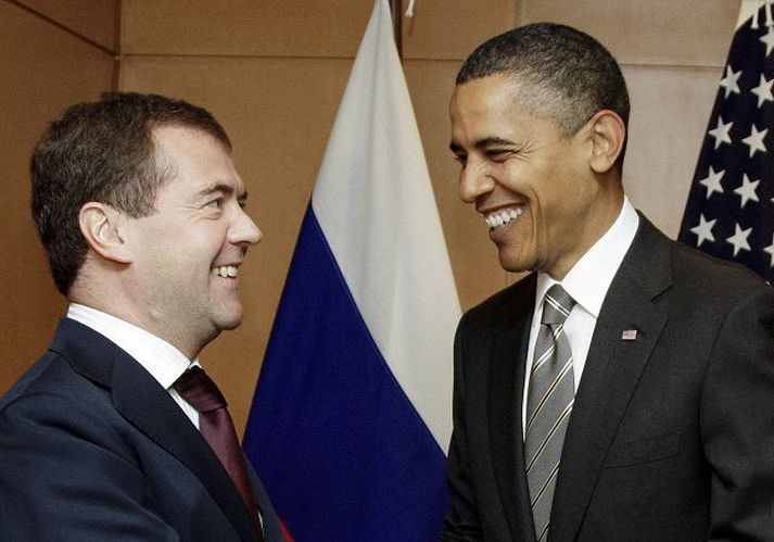 Forsetarnir Barack Obama og Dimitry Medvedev náðu vel saman á fundinum. fréttablaðið/AP