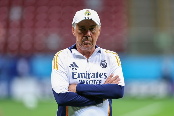 Carlo Ancelotti á æfingu Real Madrid fyrir leikinn í kvöld.