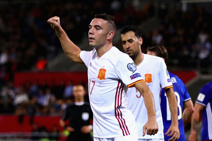 Iago Aspas átti góða innkomu í lið Spánar í kvöld