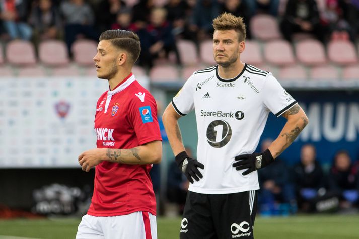 Nicklas Bendtner kom til Íslands í sumar þegar lið hans Rosenborg mætti Val í forkeppni Meistaradeildar Evrópu