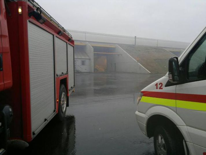 Slökkviliðið var kallað að flokkunarstöðinni í Gufunesi. Mynd/ Baldur.