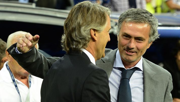 José Mourinho og Roberto Mancini, stjóri Manchester City.