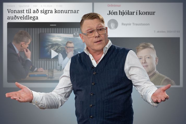 Jón Gnarr furðar sig á fréttaflutningi um sigurvissu sína fyrir prófkjör Viðreisnar í Reykjavík fyrir næstu Alþingskosningar. Hann sé enginn kvenhatari.