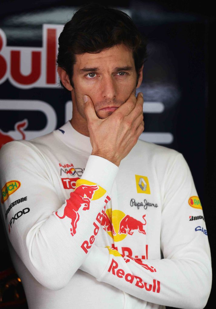 Mark Webber íbyggin á svip þegar hann tók þátt í mótinu í Kína á dögunum.