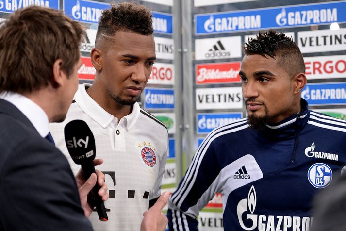 Jérome og Kevin-Prince Boateng í sjónvarpsviðtali eftir einn af innbyrðisleikjum sínum á ferlinum. Þeir hafa mæst bæði með félagsliðum og landsliðum.