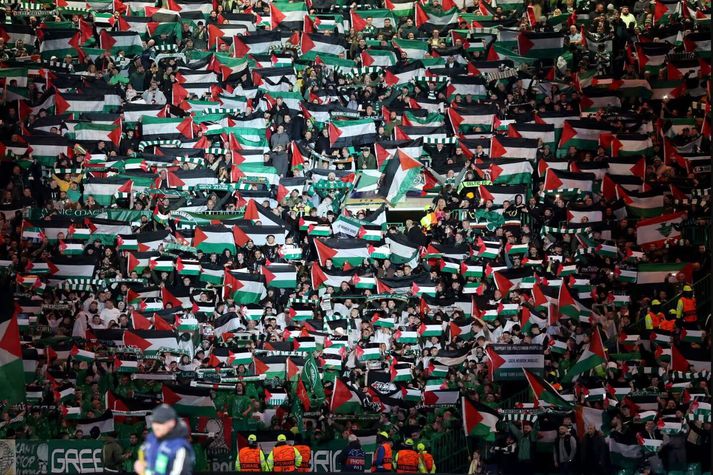 Stuðningsfólk Celtic í Skotlandi er meðal þeirra sem standa með Palestínu.