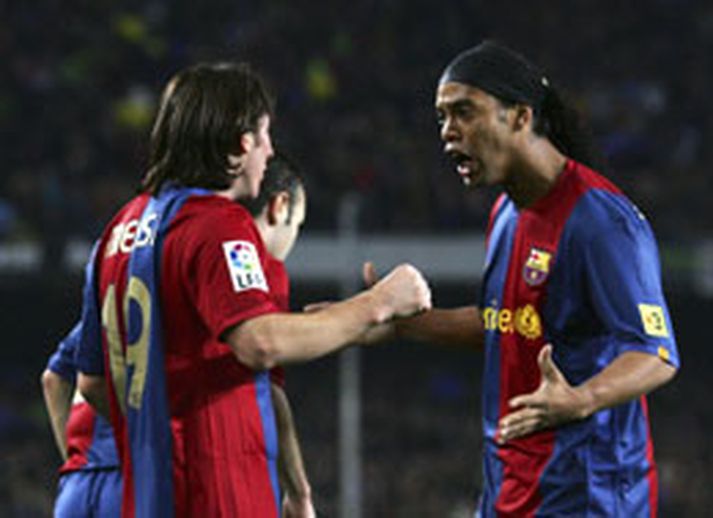 Lionel Messi vakti hrifningu hjá Ronaldinho með frammistöðu sinni í gær.