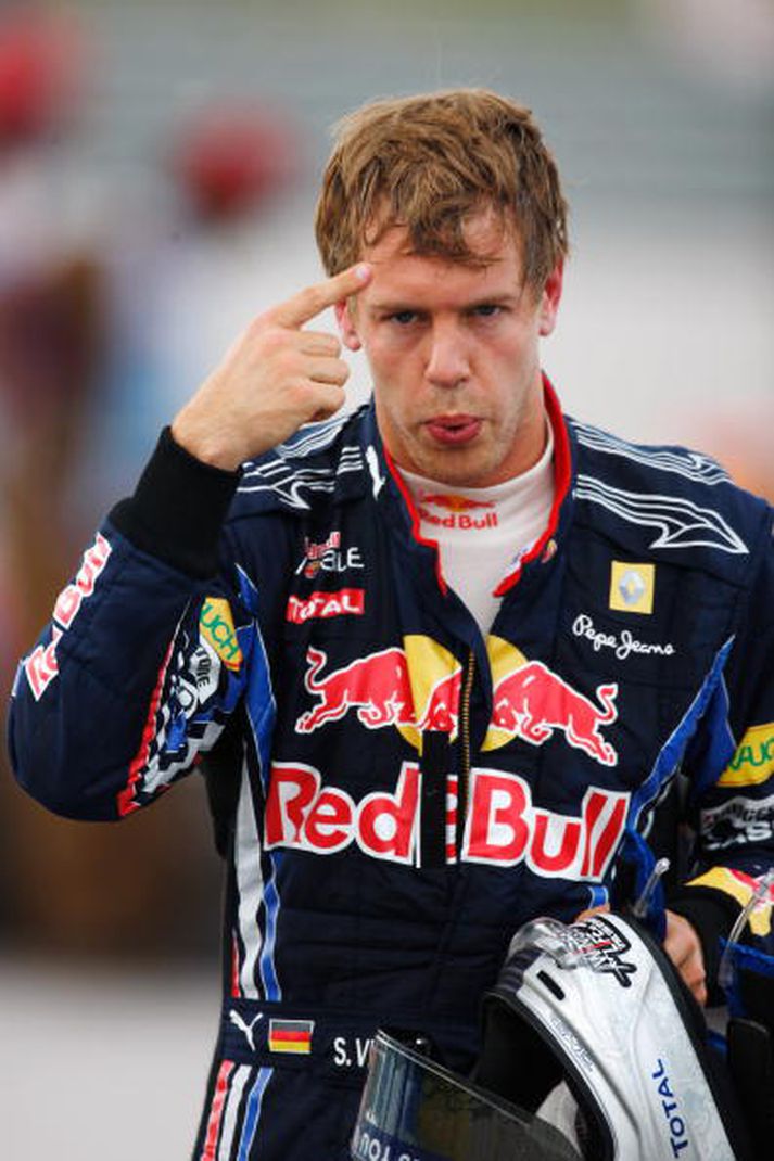 Sebastian Vettel var funheitur eftir að hafa fallið úr keik, eftir árekstur við liðsfélaga sinn Mark Webber hjá Red Bull í dag. Þeir misstu af mögulegum sigri vegna atviksins.