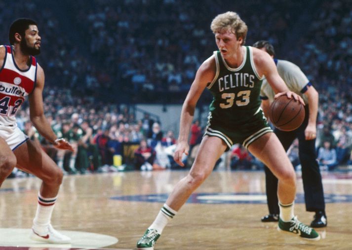 Larry Bird í leik með Boston Celtics á níunda áratugnum.