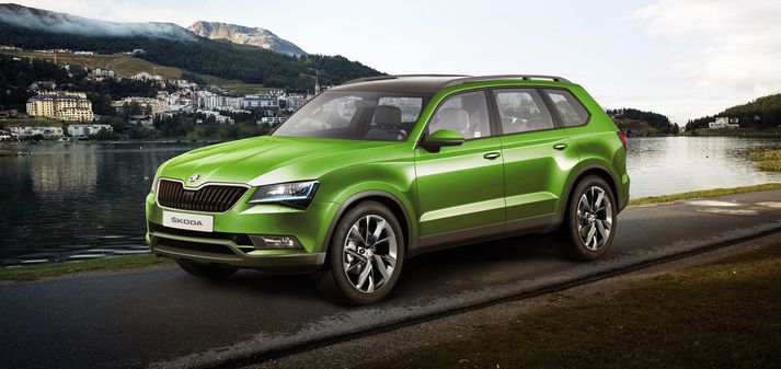 Skoda Kodiac jeppinn verður kynntur á bílasýningunni í París í haust.