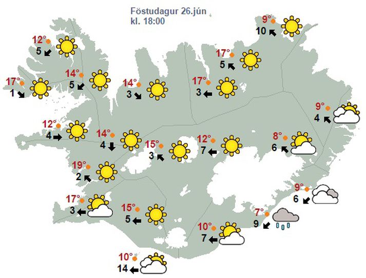 Grillmeistarar landsins ættu að kveikja í kolunum um sexleytið á föstudaginn.