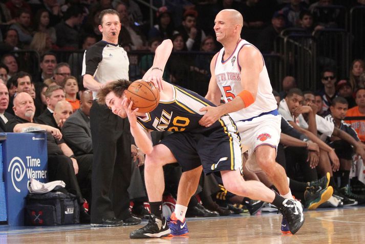 Jason Kidd sækir að Gordon Hayward í nótt.