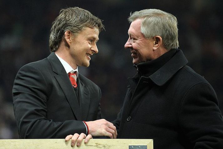 Ole Gunnar Solskjær og Sir Alex Ferguson.