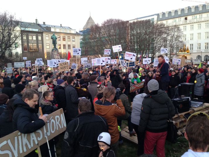 Mótmælin á Austurvelli á mánudag.