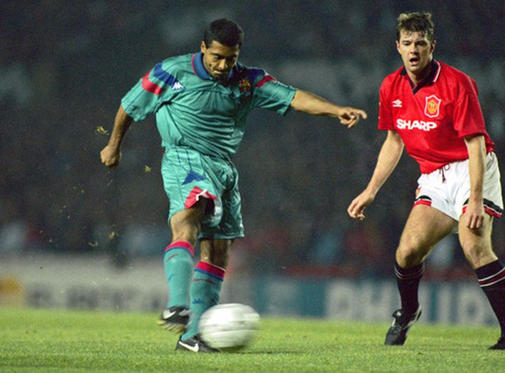 Romario í leik gegn Gary Pallister og félögum í Manchester United árið 1994.