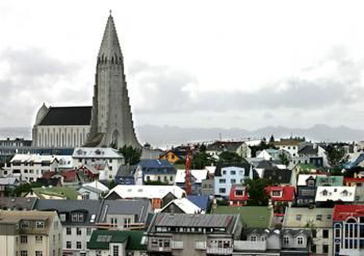 Horft yfir Þingholtin í Reykjavík.