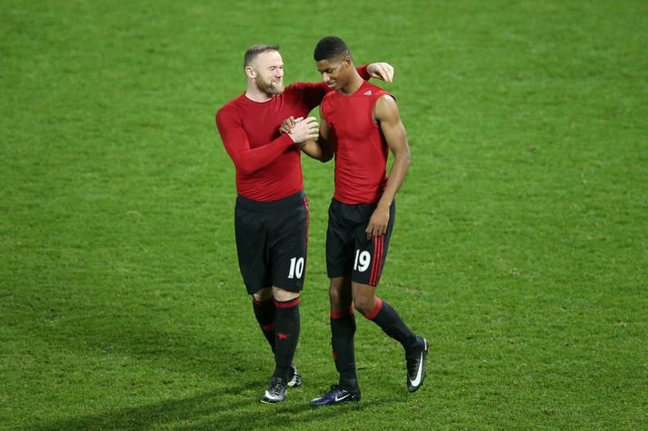 Wayne Rooney og Marcus Rashford léku saman hjá Manchester United og enska landsliðinu.