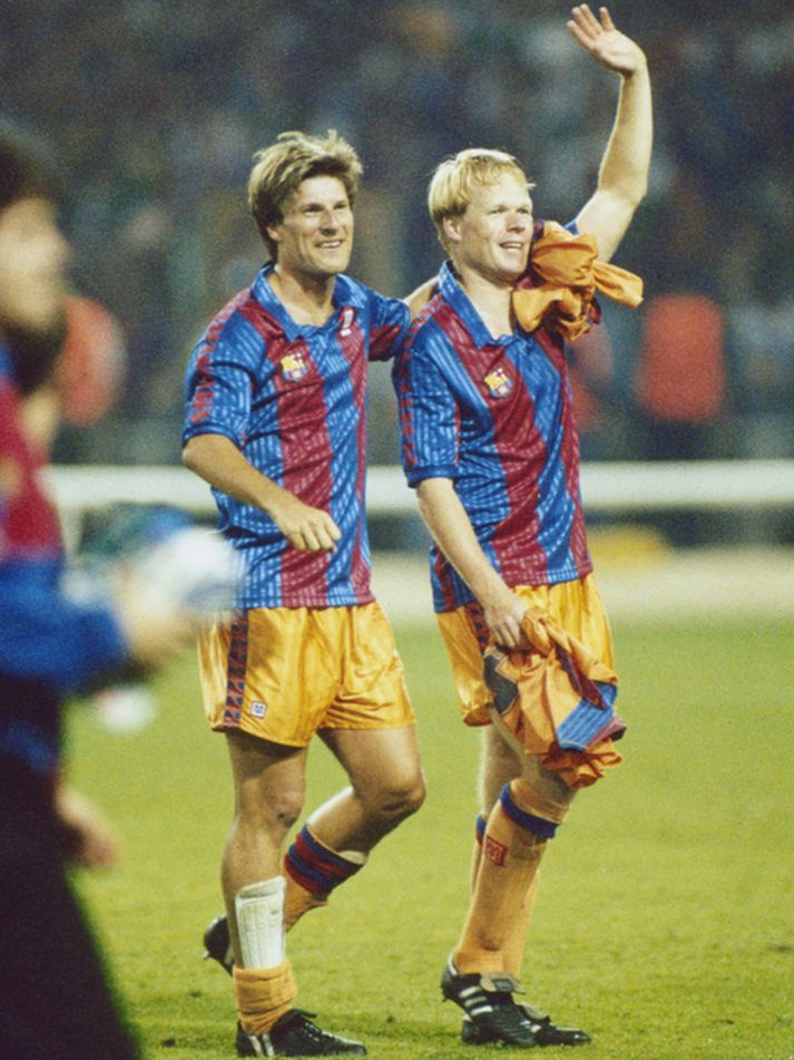 Ronald Koeman og Michael Laudrup fagna sigri á Wembley.