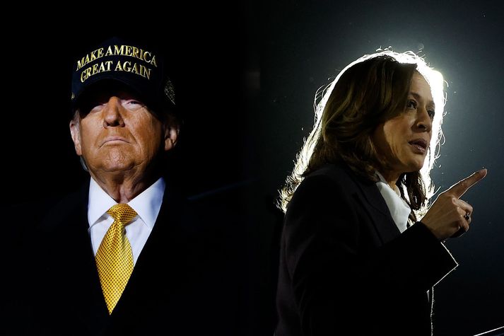 Donald Trump og Kamala Harris forsetaframbjóðendur. Annað hvort þeirra verður næsti forseti Bandaríkjanna.