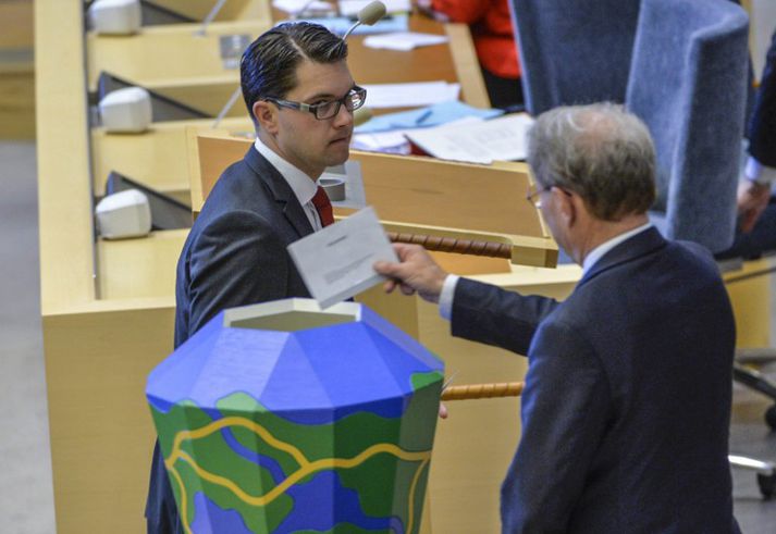 Jimmie Åkesson, leiðtogi Svíþjóðardemókrata.