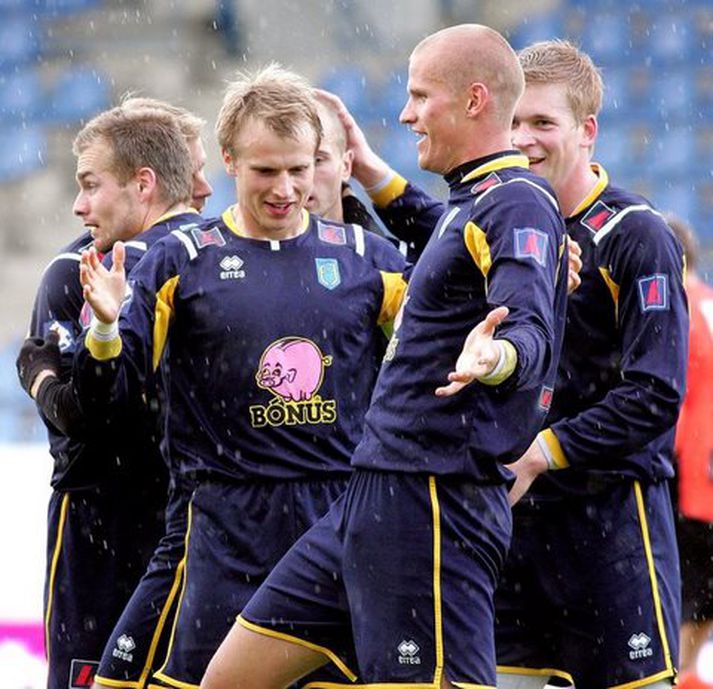 Gunnar Már Guðmundsson skoraði tvö marka Fjölnis í dag.