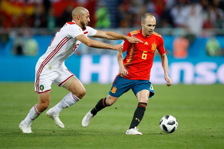 Iniesta í leiknum gegn Marokkó í gær