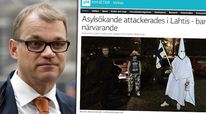 Juha Sipilä, forsætisráðherra Finnlands, sagði á Twitter í morgun að hótanir og ofbeldi gegn flóttafólki yrði að fordæma.