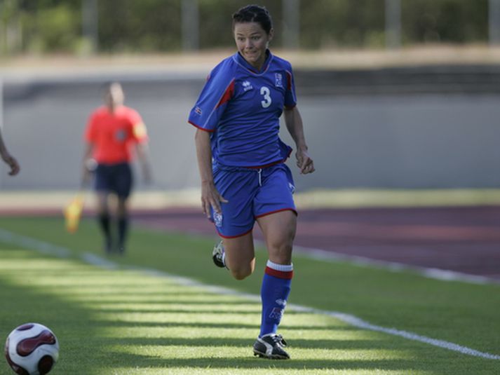 Ólína Guðbjörg Viðarsdóttir var ekki heppin í 30. landsleiknum sínum. 