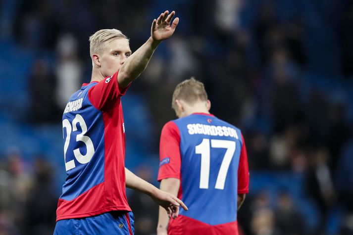 Hörður og Arnór í leik með CSKA.