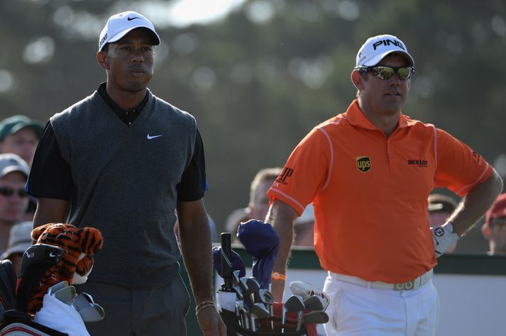 Tiger Woods og Lee Westwood léku saman í dag.