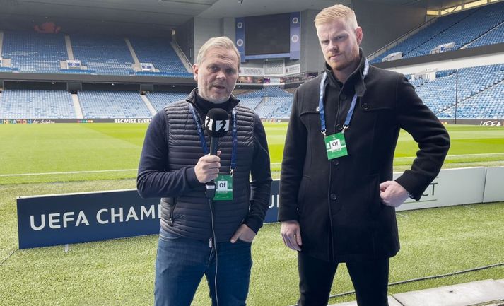 Guðmundur Benediktsson og Baldur Sigurðsson á Ibrox.