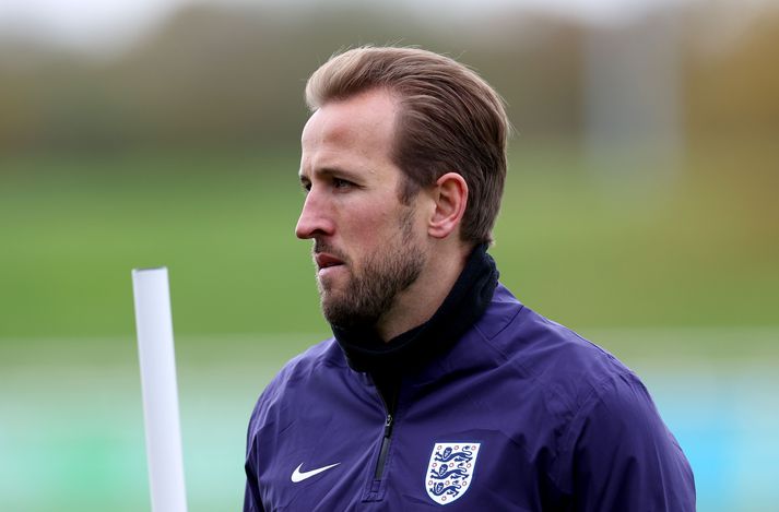 Harry Kane á æfingu enska landsliðsins.