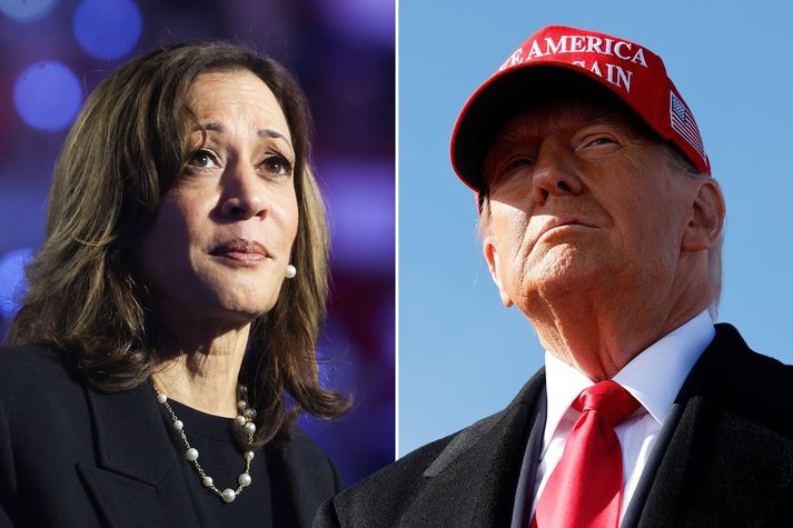 Kamala Harris og Donald Trump berjast um Hvíta húsið.