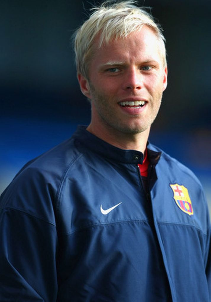 Eiður Smári Guðjohnsen á æfingu á Stamford Bridge fyrir leikinn í gær.