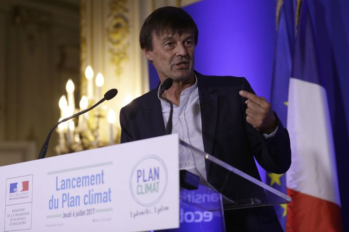 Nicolas Hulot er umhverfisráðherra í ríkisstjórn Emmaunel Macron.